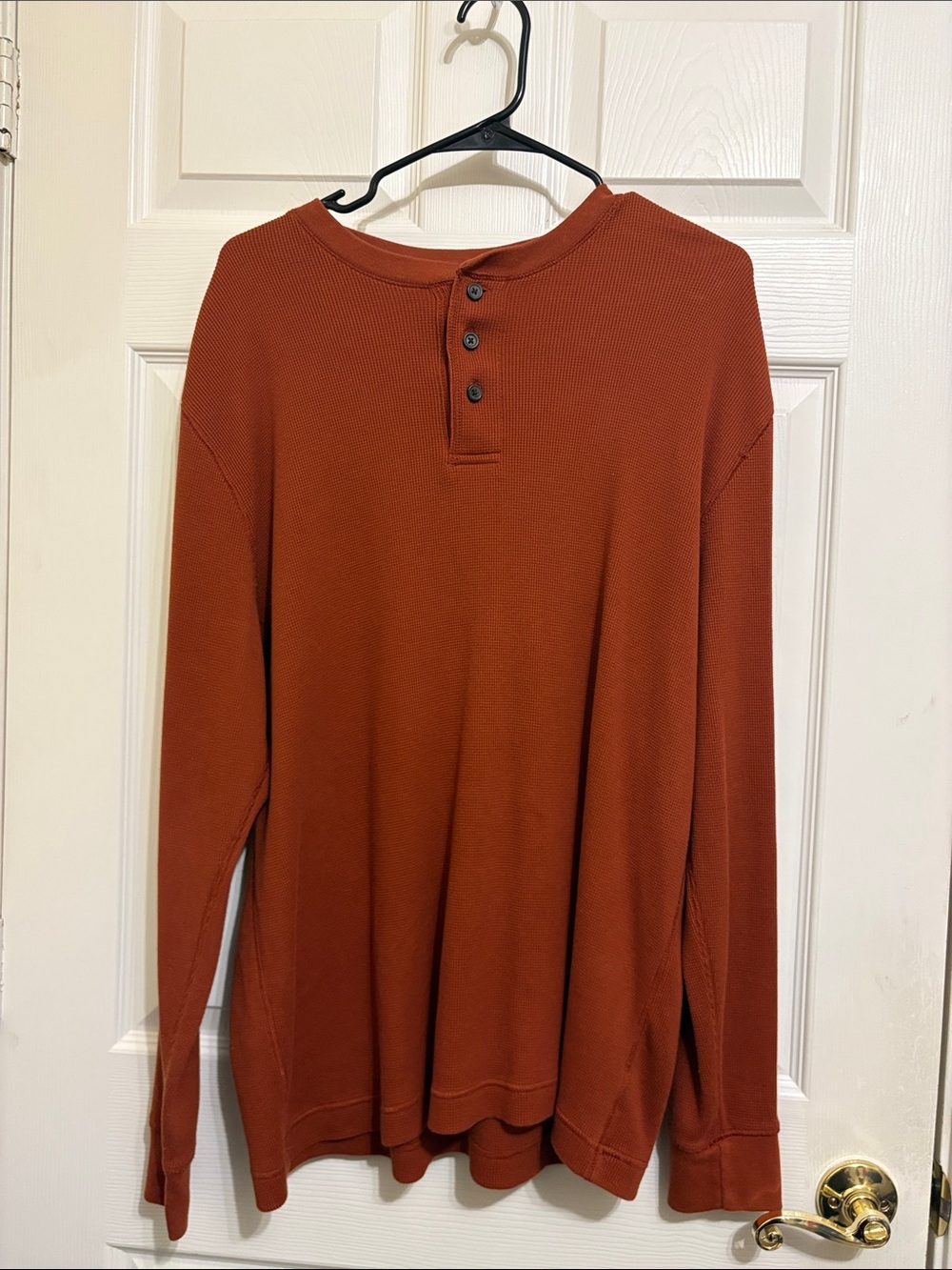Saddlebred Long Sleeve Henley in Rust‎ Brown - Picture 12 of 12
